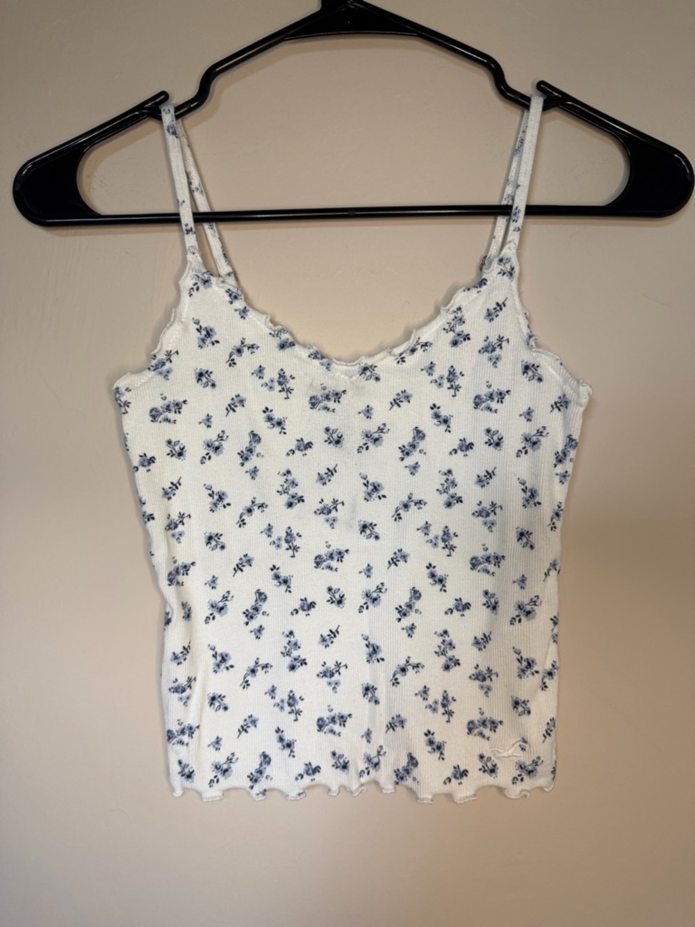 Hollister White Tank Top with Blue Floral Print